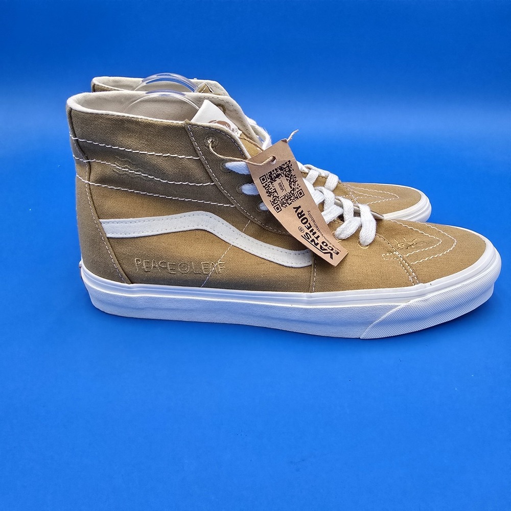VANS Eco‎ Theory Sk8-Hi  Sneakers Mustard Gold/True White Peace  Leaf NEW Sz 11
